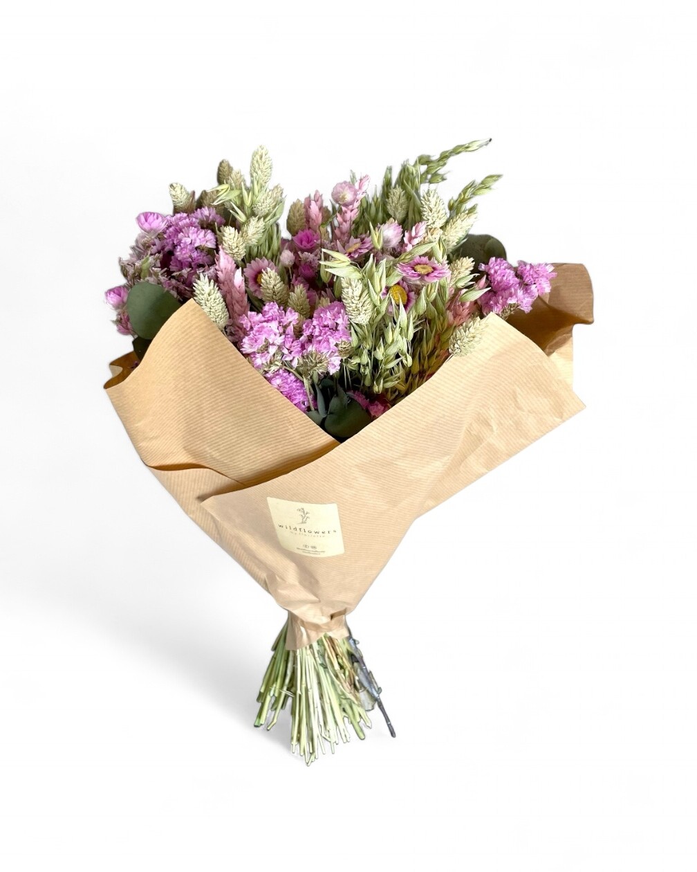 Classic bouquet of dried flowers in shades of pink