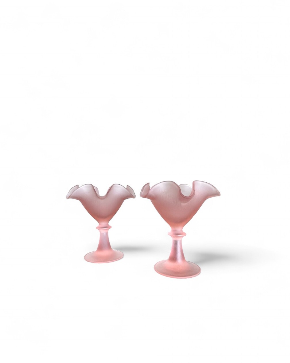 Pink frosted glass dessert cups