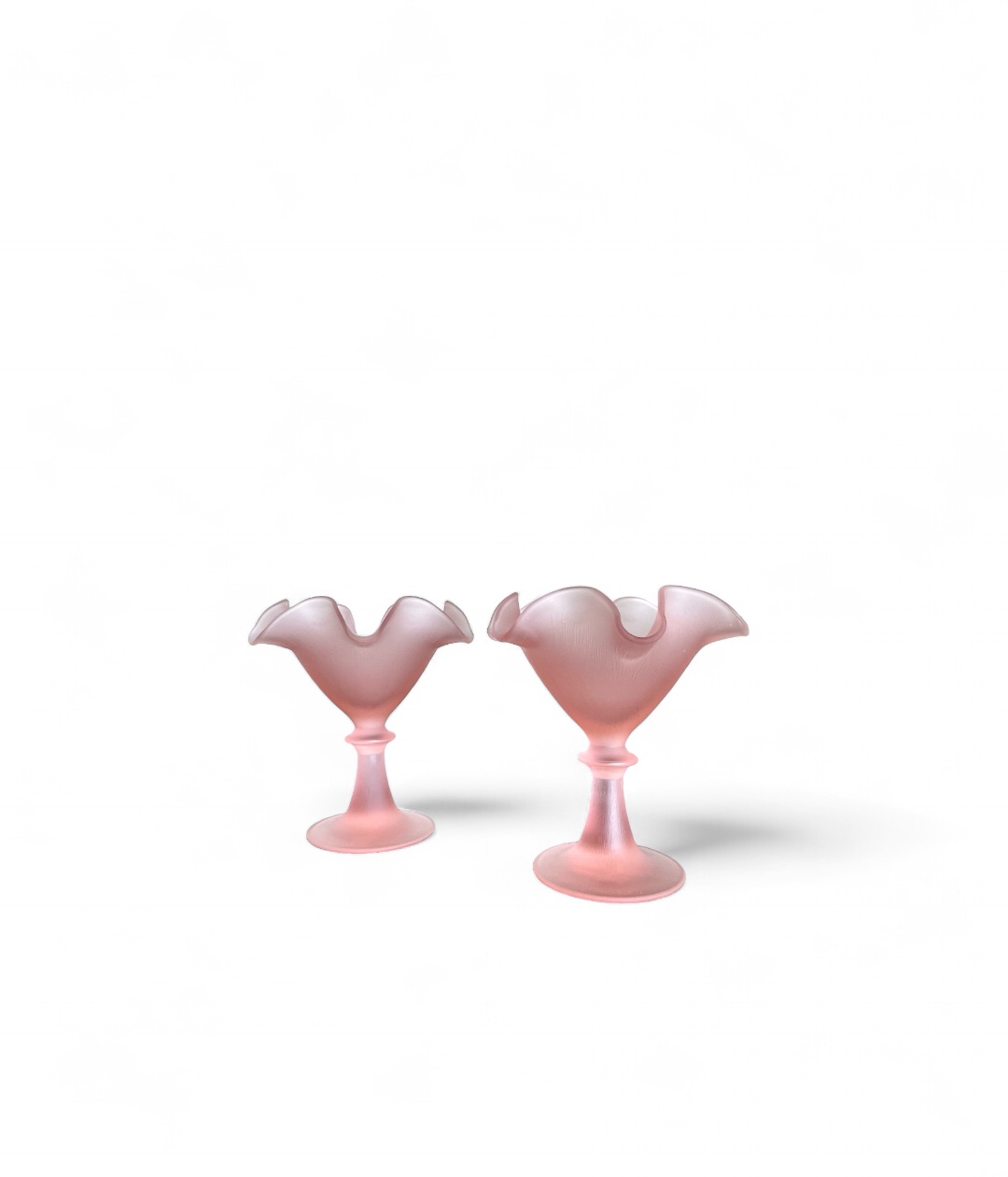 Pink frosted glass dessert cups