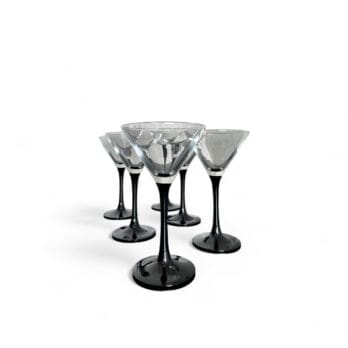 Set di 6 bicchieri da cocktail con stelo nero