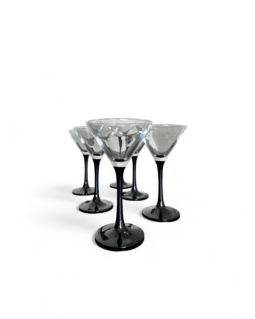 Set of 6 cocktail glasses with black stem