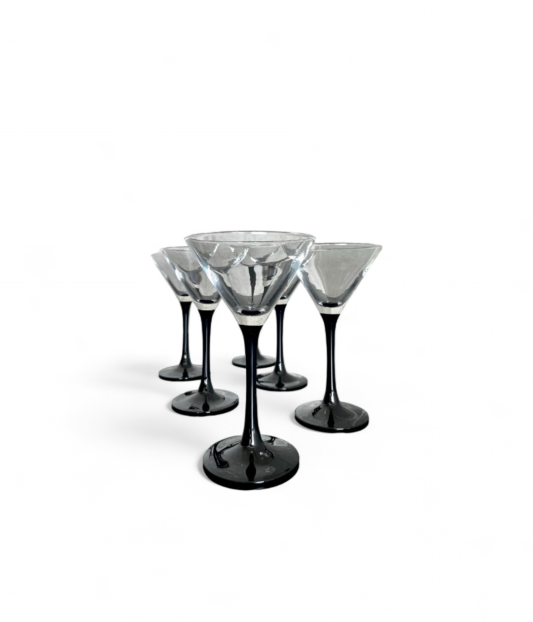 Set of 6 cocktail glasses with black stem