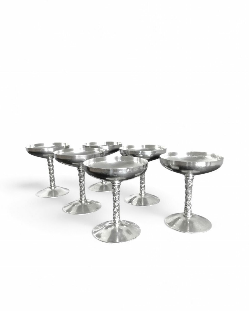 Set of 6 silver-plated metal goblets