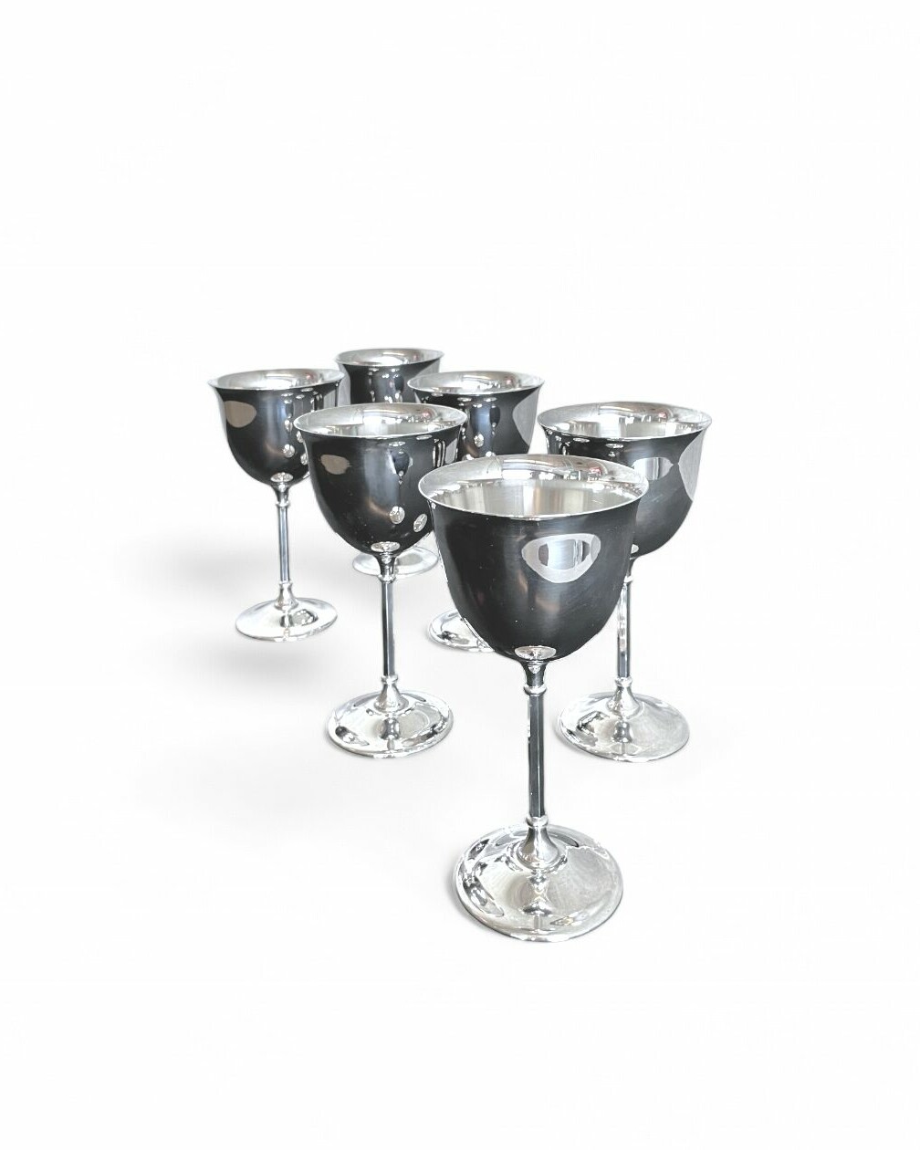 Set of 6 brass silver-plated goblets PM Italy