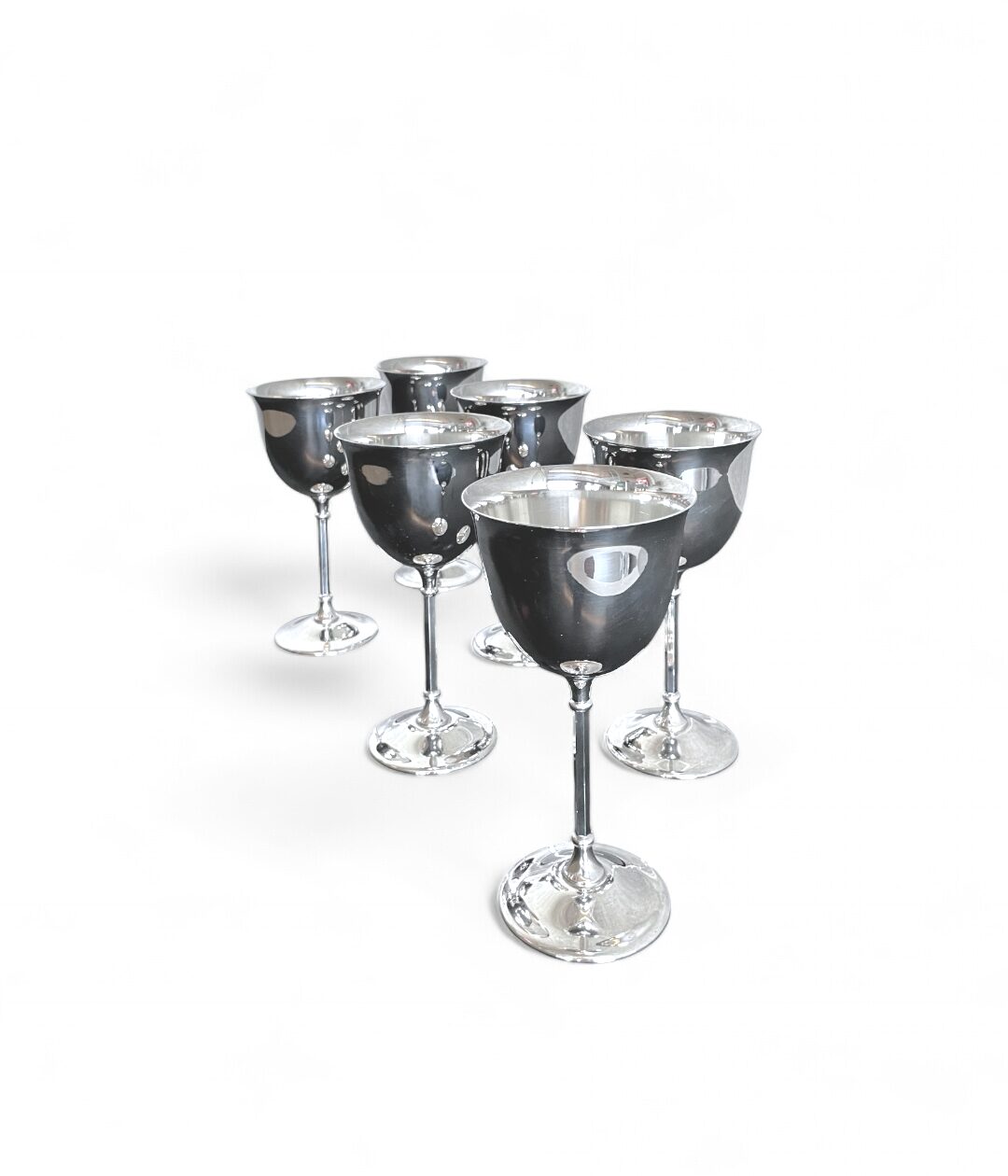 Set of 6 brass silver-plated goblets PM Italy