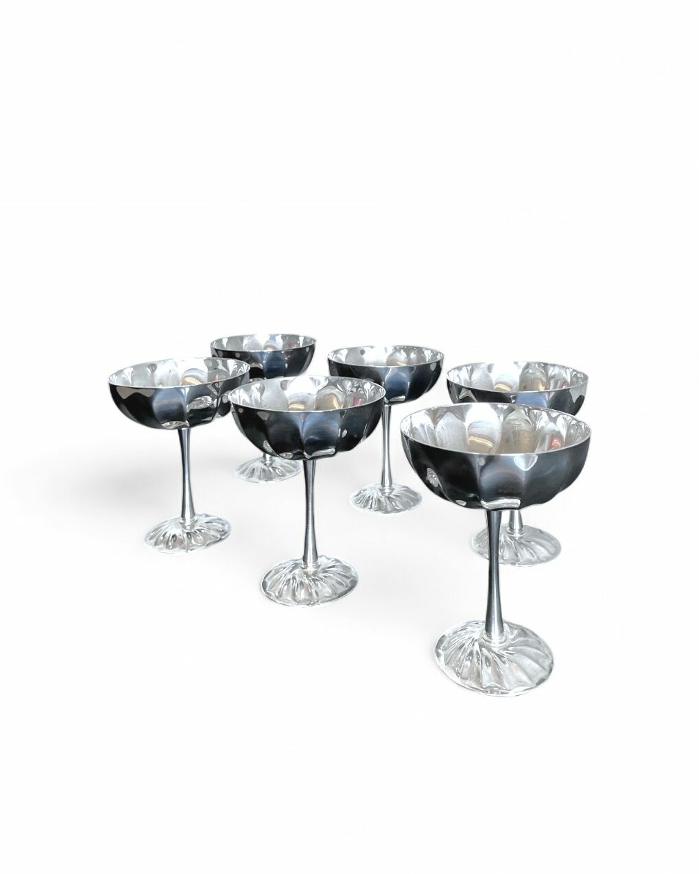 Set of 6 goblets in silver-plated Metal Art