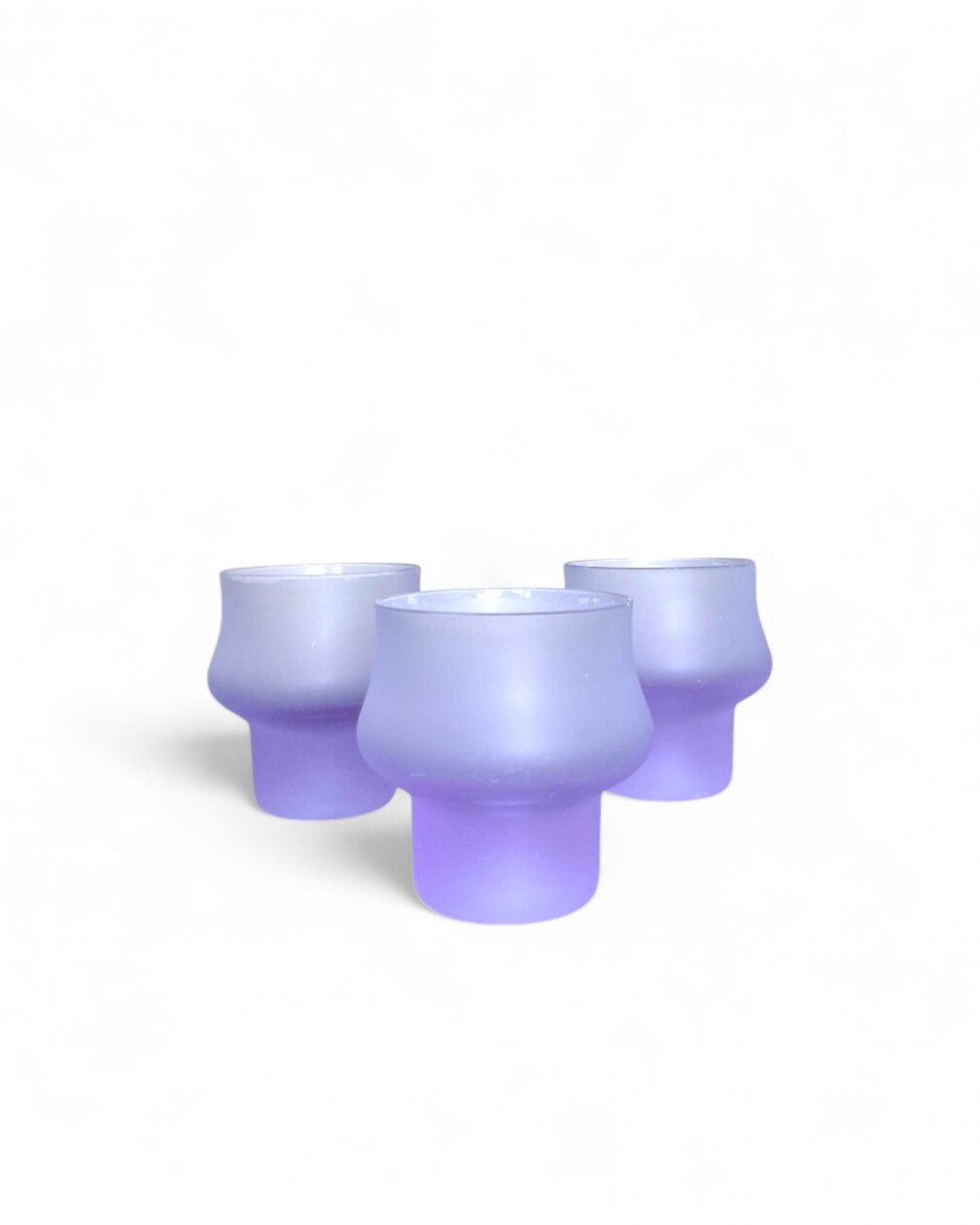 Set of 3 lilac frosted glass glasses