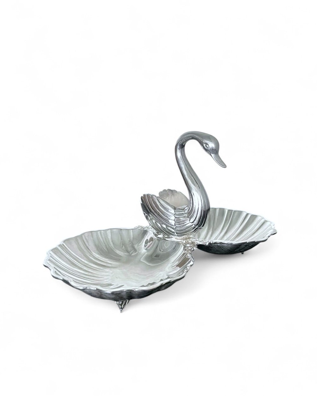 Double shell centrepiece with swan-shaped container