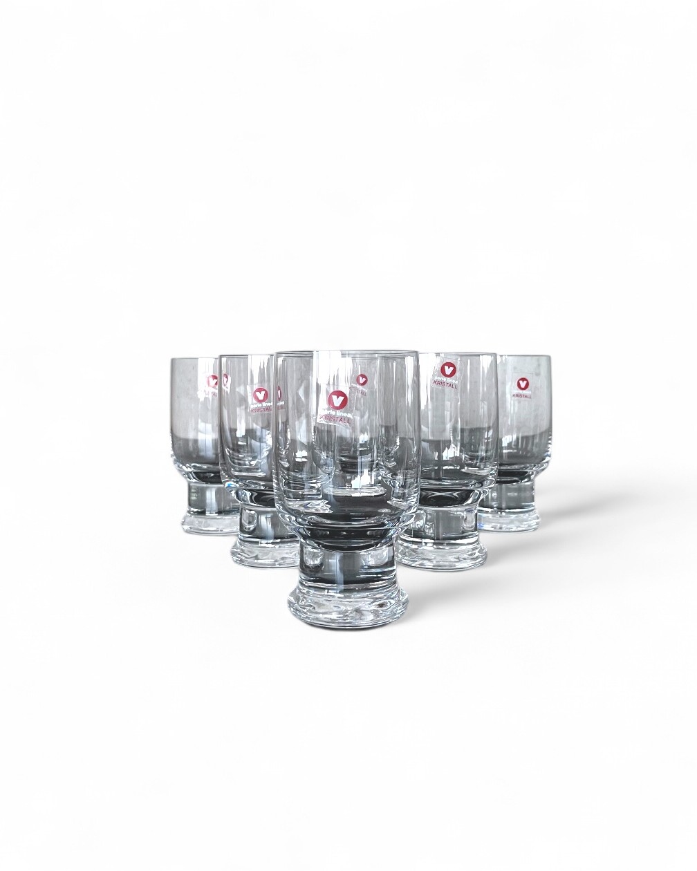 Set of 6 vintage glasses, 'Kristall Line' series, Vecris glassware