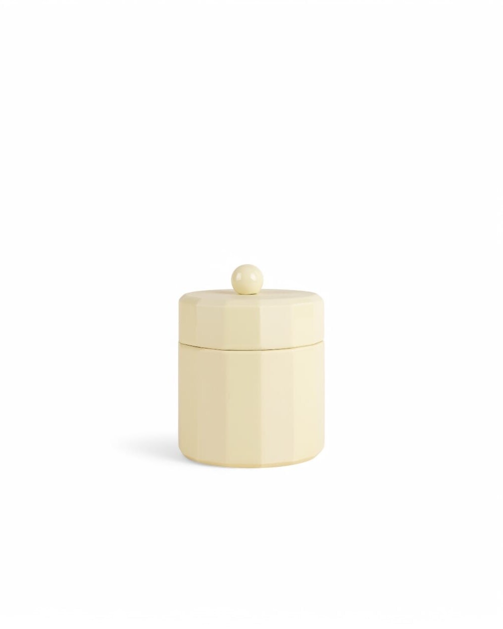 Porcelain jar 'Facet' in pastel yellow, by Schneid Studio