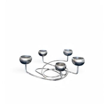 Chrome-plated steel tea light candle holder