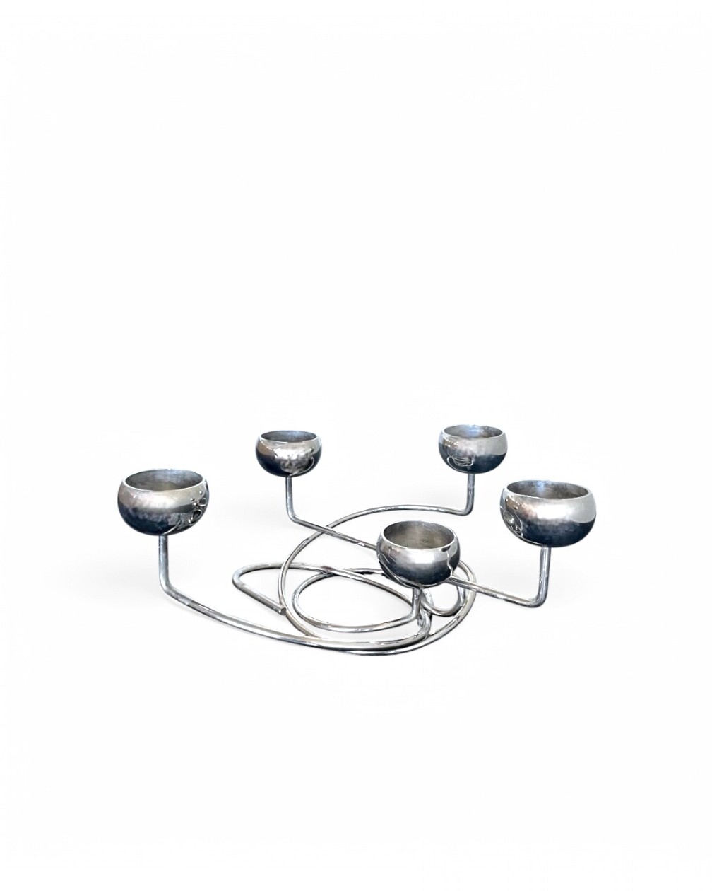 Chrome-plated steel tea light candle holder