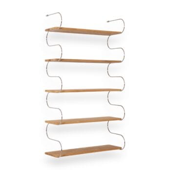 Onda Big' shelving unit in wood and chrome-plated metal, by Schneid Studio