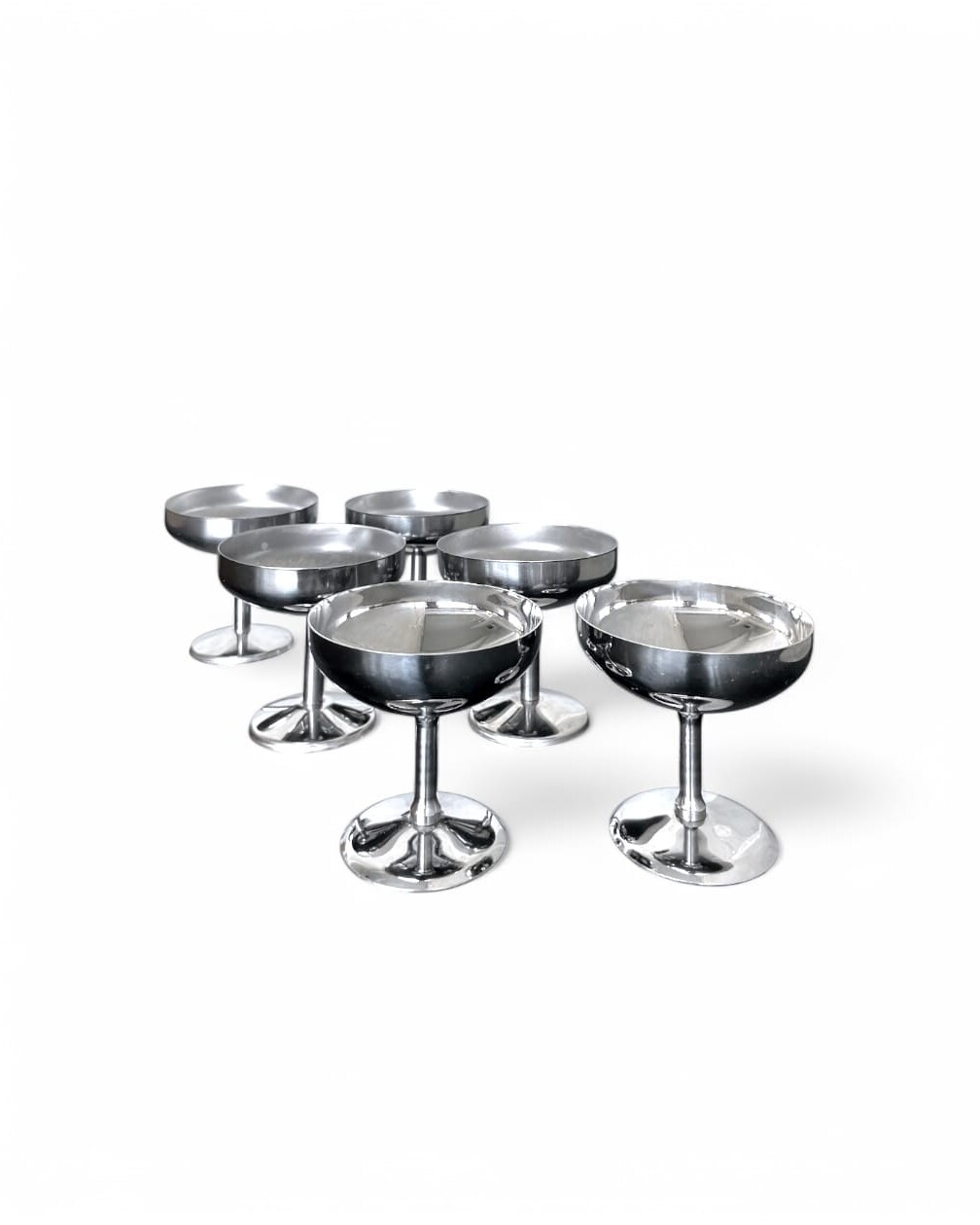 Set di 6 coppe vintage in acciaio inox